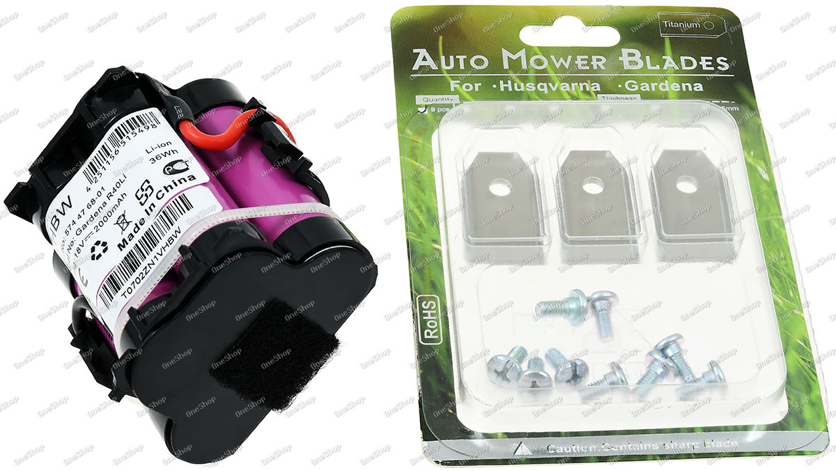 baterie pro sekačka na trávu Gardena R40Li/R45Li / R70Li vč. 9x náhradní nůž