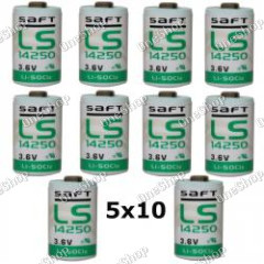50x Lithium baterie Saft LS14250 1/2AA 3,6Volt originál
