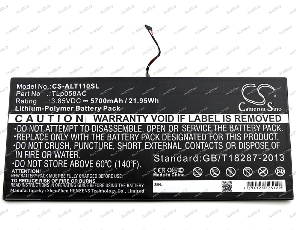 baterie pro Alcatel One Touch Plus 10" / OT-8085 / Typ TLp058AC