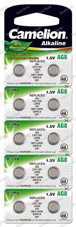alkalická knoflíková baterie LR55 10 ks v balení - Camelion