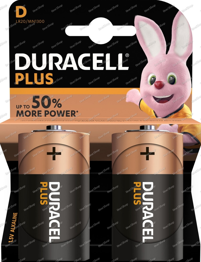 alkalický velký monočlánek typ D 2ks v balení - Duracel Plus