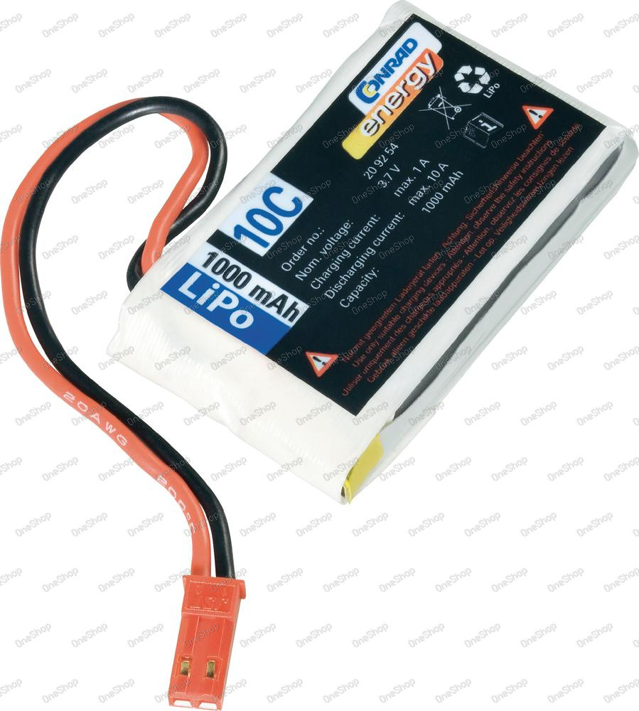 Akupack LiPol Conrad Energy, 3,7 V, 1000 mAh, 10 C, BEC