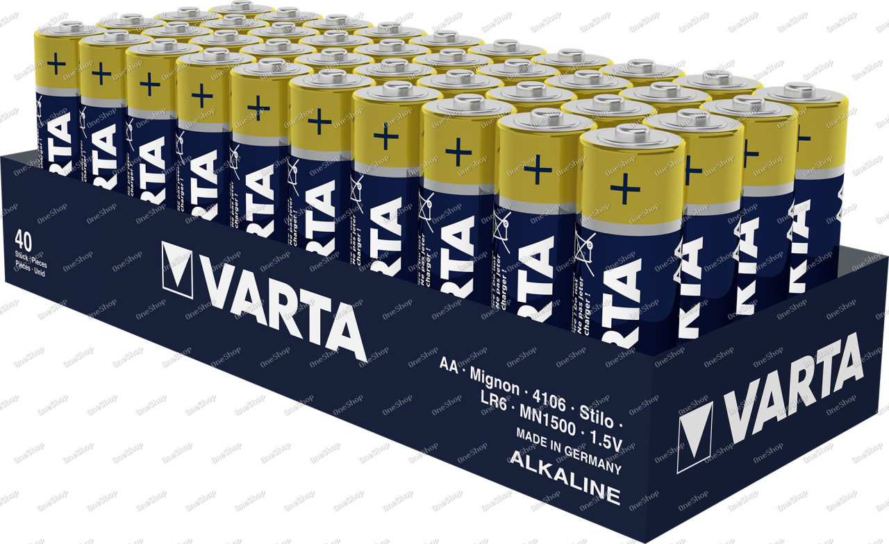 alkalická industriální tužková baterie AA 4 x 10ks ve fólii - Varta